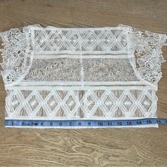 Miguelina Eloise Riviera Mayan Lace Floral Sheer Crop Top Size XS/S - Picture 7 of 9